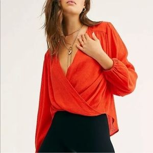 Free People Woven Wrap Blouse